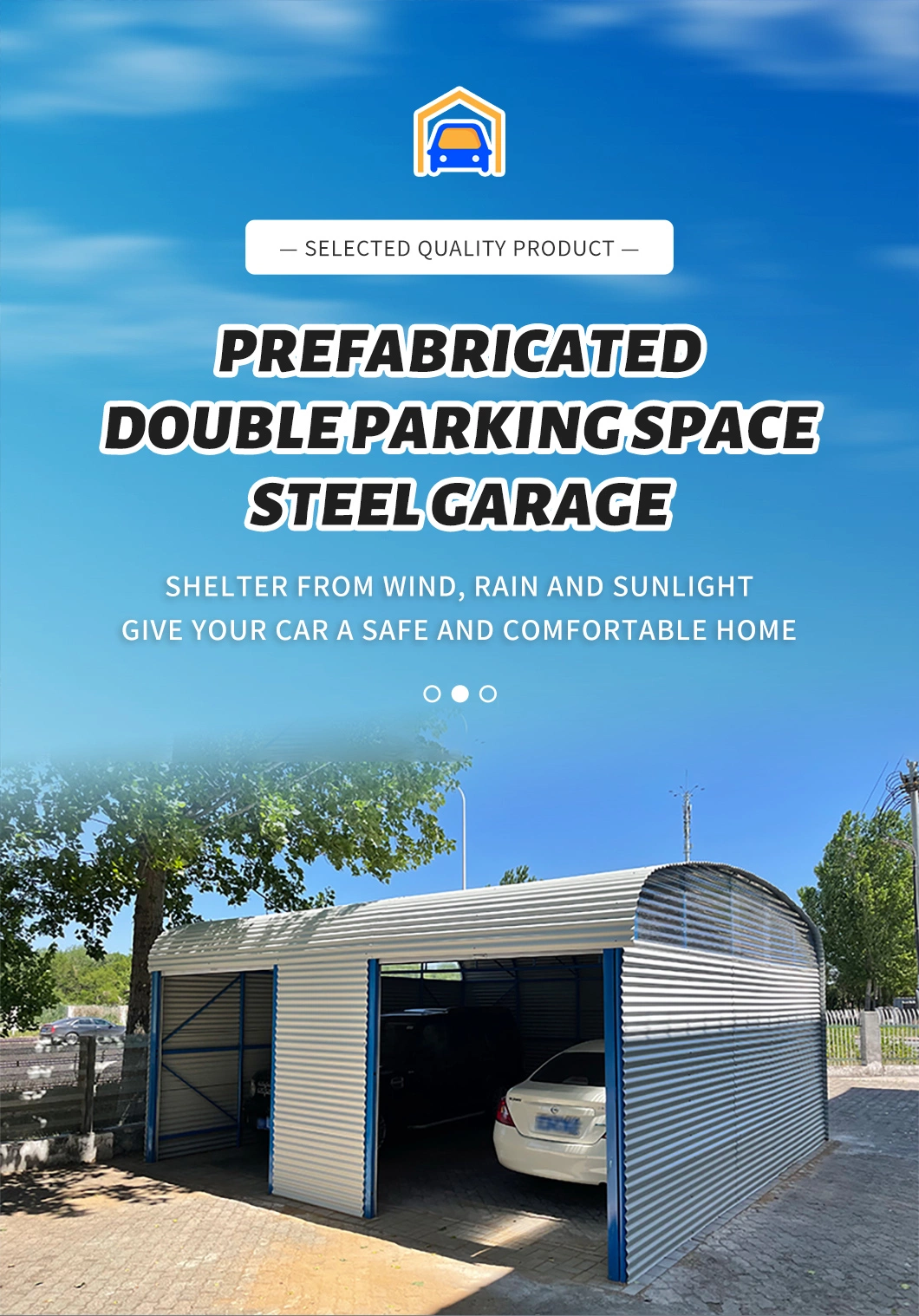 SC083 Customized Steel Prefab Portable Designs Construction Metal Carport Car prefab garage